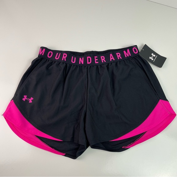 Under Armour Pants - Women’s Black and Pink Under Armour Athletic Logo Band Shorts Sz Small NWT